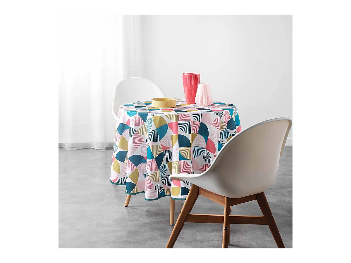 Nappe Ronde Antitache "Rythmo" 180cm Multicolore