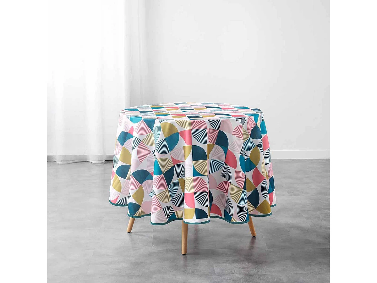 Nappe Ronde Antitache "Rythmo" 180cm Multicolore