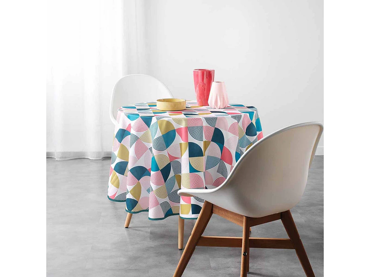 Nappe Ronde Antitache "Rythmo" 180cm Multicolore