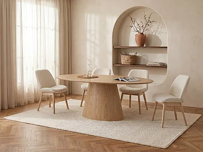 Eettafel voor 6 personen van mdf - Licht naturel - ANTELADA