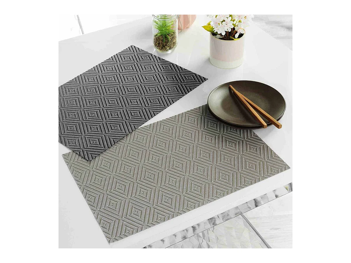 Set de Table "Hypnoz" 30x45cm Taupe & Blanc