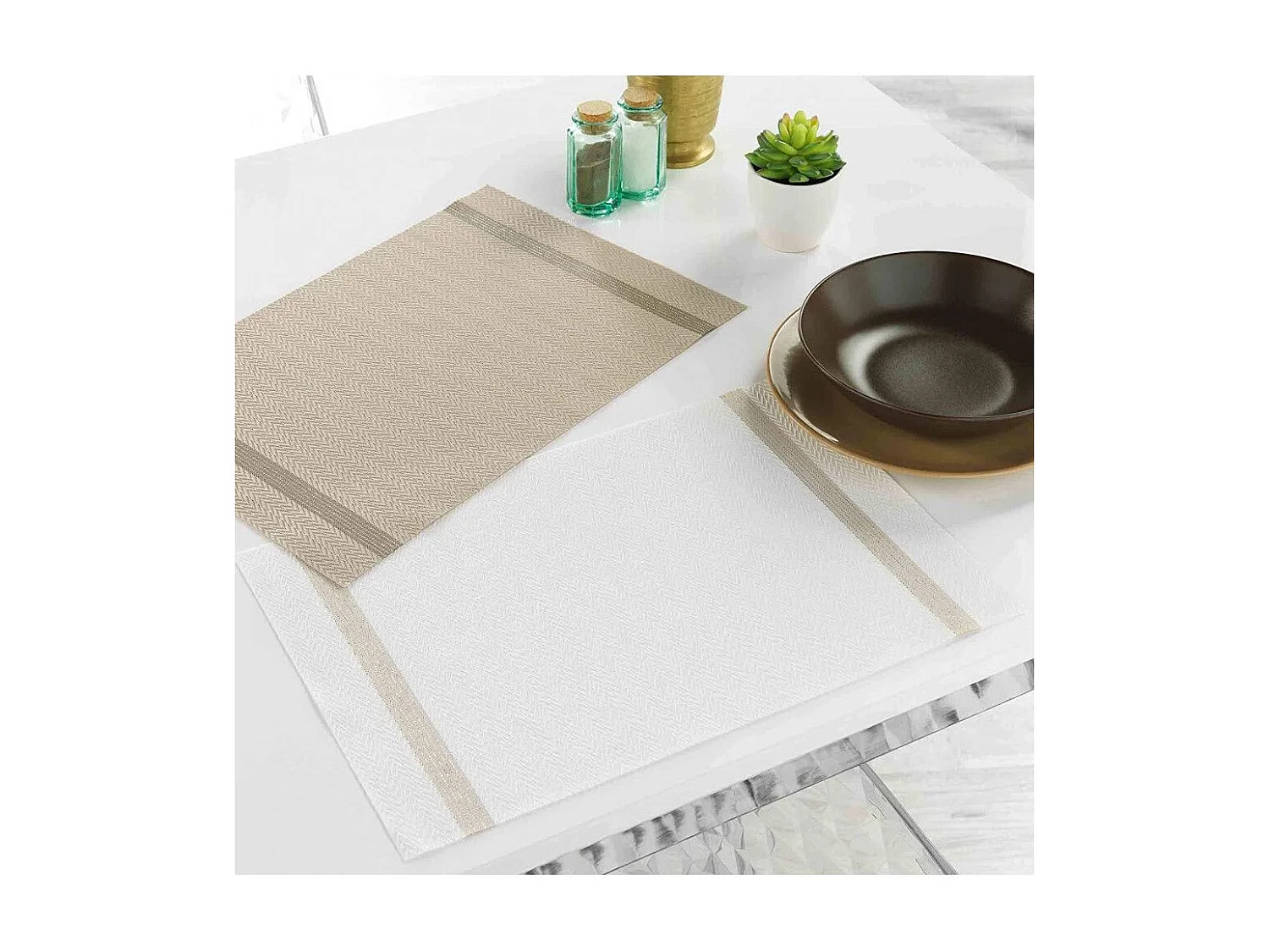 Set de Table Déco "Goldira" 30x45cm Blanc & Or