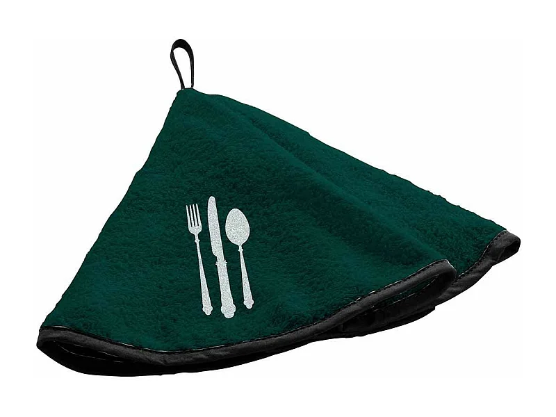 Essuie-Main en Éponge "Couverts" 60cm Émeraude