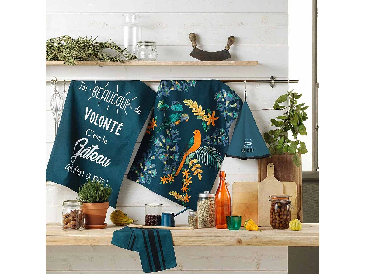 Essuie-Main en Éponge "Toque" 60cm Bleu Marine