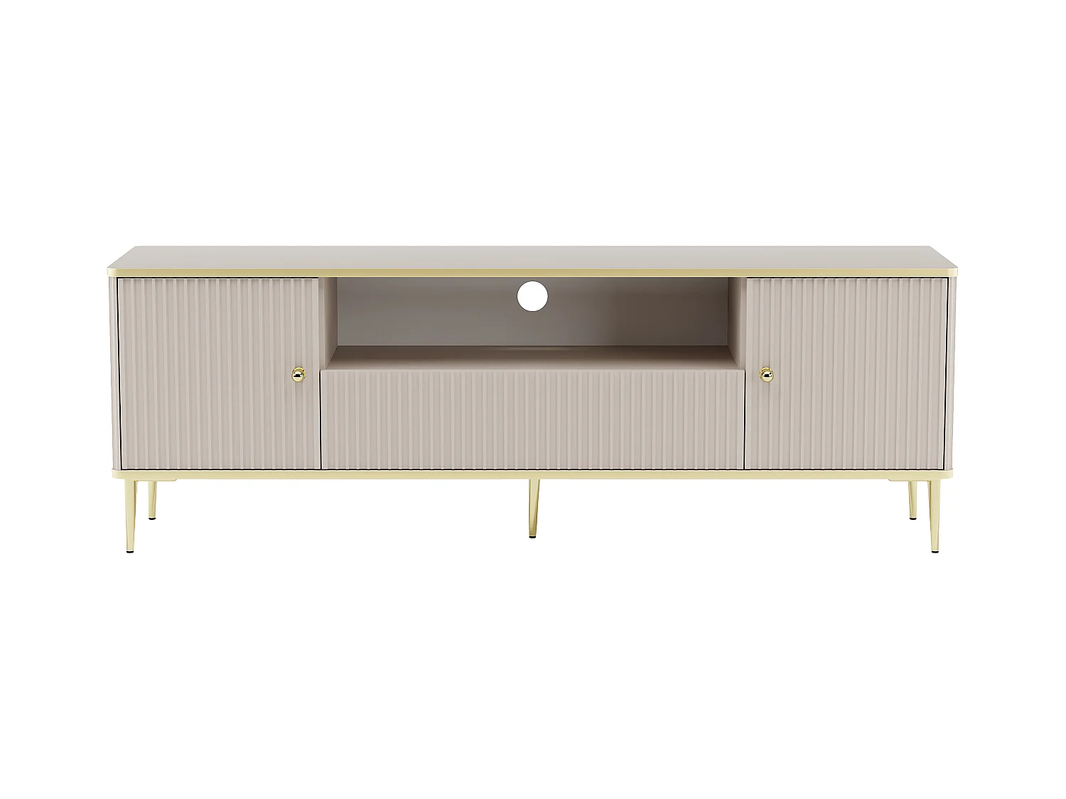 Tv-meubel met 2 deuren, 1 lade en 1 nis van mdf en staal - Beige en goudkleurig - SINEAD van Pascal MORABITO - van Pascal Morabito