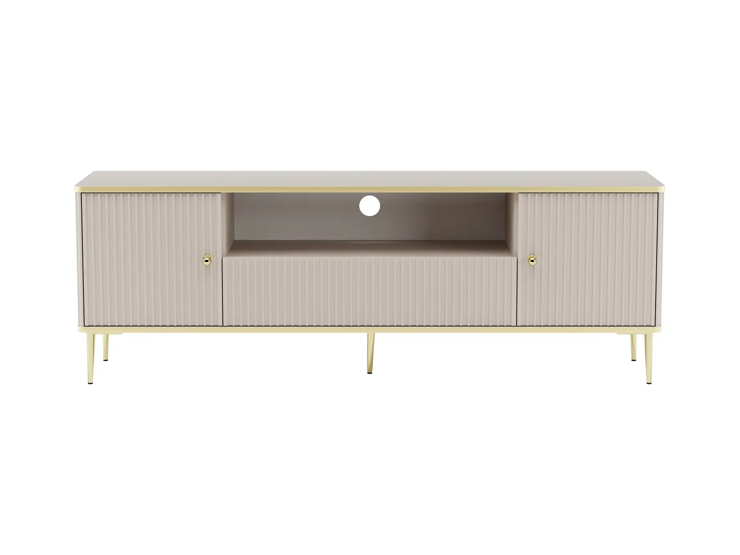 Tv-meubel met 2 deuren, 1 lade en 1 nis van mdf en staal - Beige en goudkleurig - SINEAD van Pascal MORABITO - van Pascal Morabito