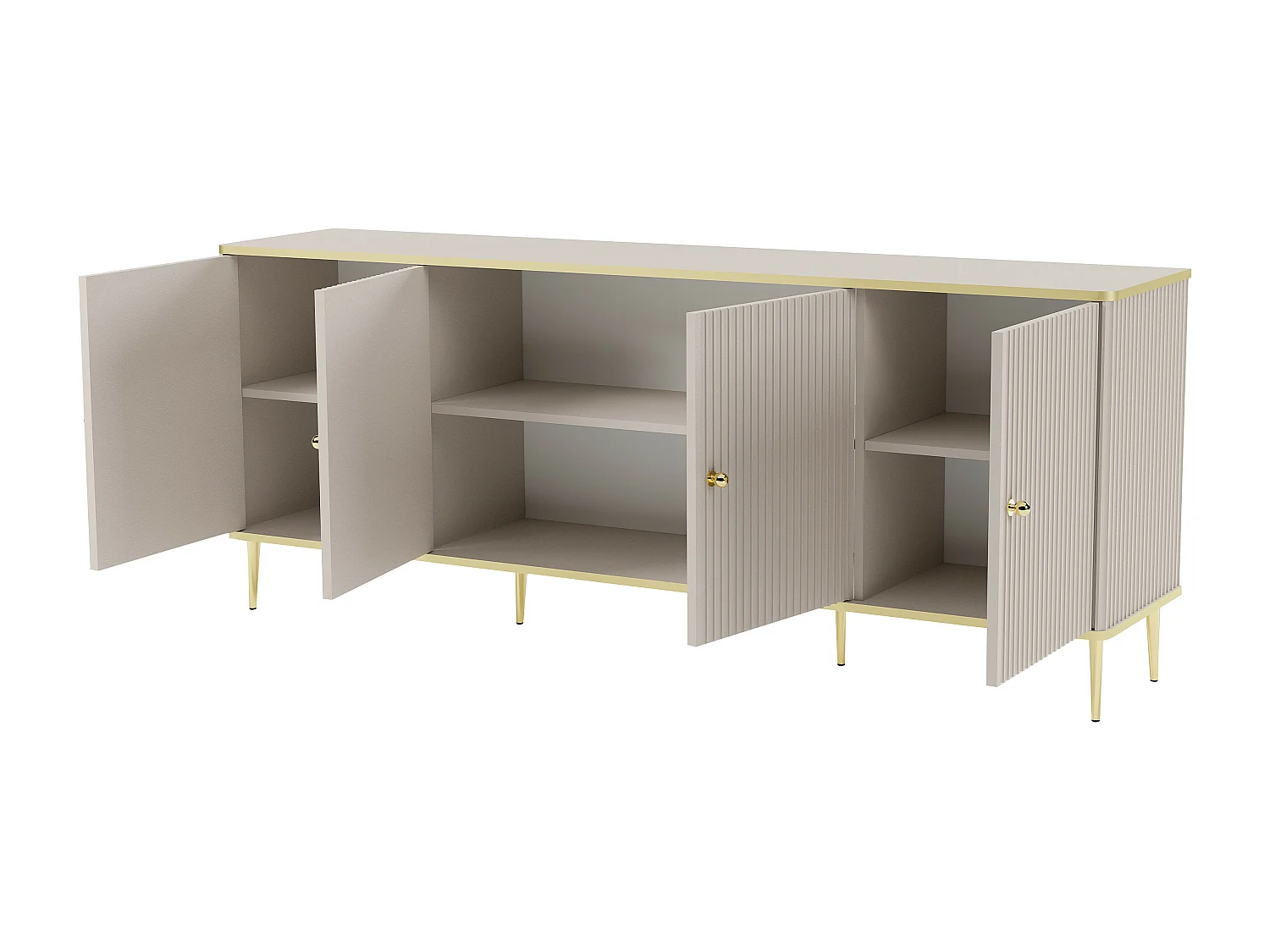 Buffet avec 4 portes en MDF et acier - Beige et doré - SINEAD de Pascal MORABITO