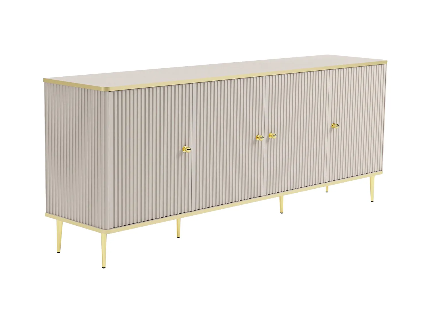 Buffetkast met 4 deurtjes van mdf en staal - Beige en goudkleurig - SINEAD van Pascal MORABITO - van Pascal Morabito