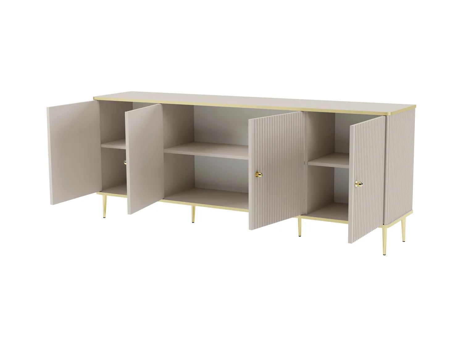 Buffet avec 4 portes en MDF et acier - Beige et doré - SINEAD de Pascal MORABITO
