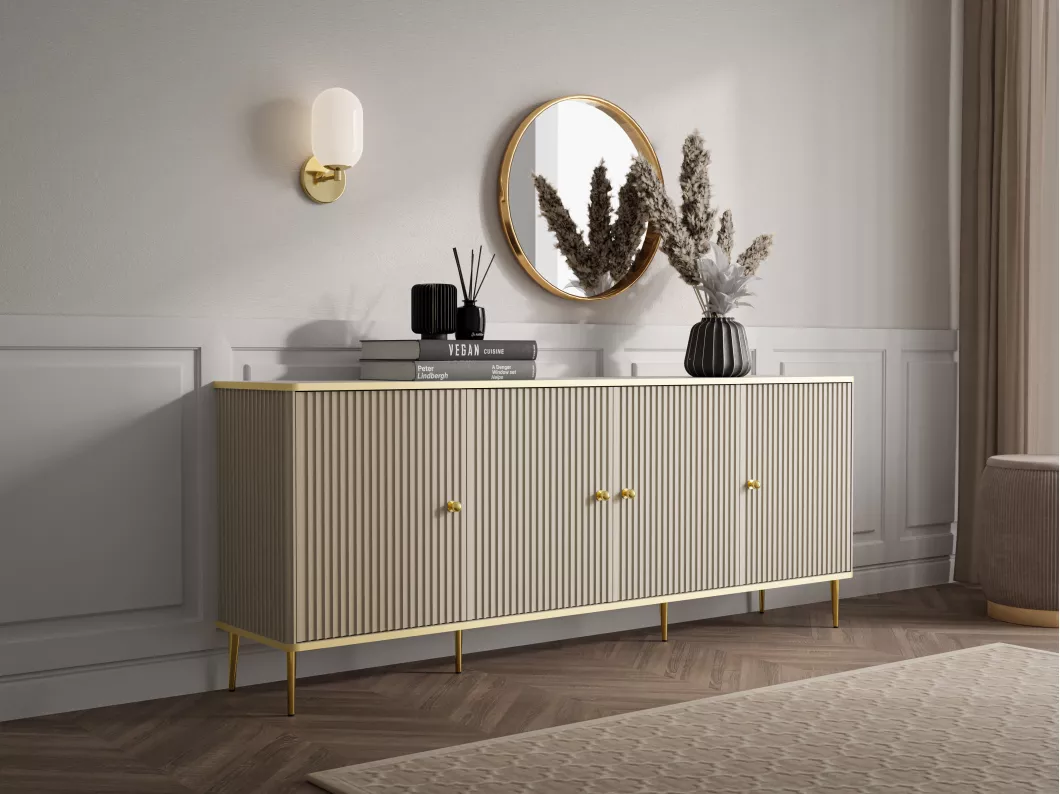 Kauf Unique Sideboard mit 4 Türen - MDF und Stahl - Beige und Goldfarben - SINEAD von Pascal Morabito