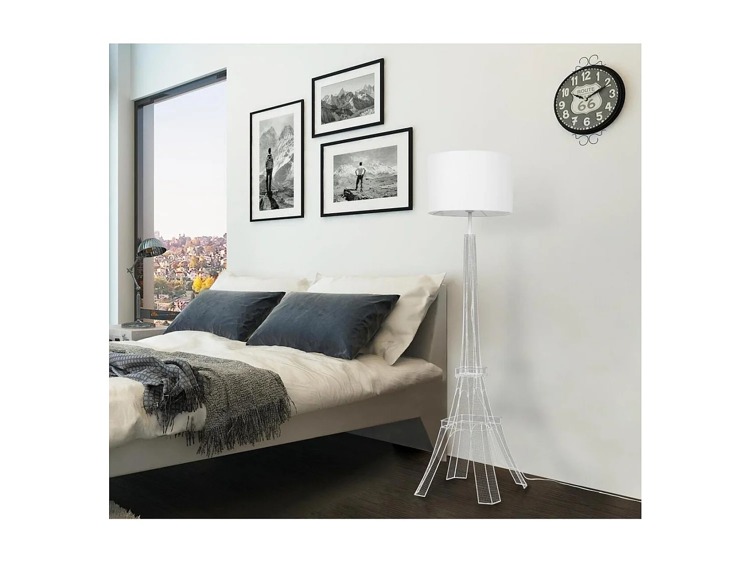 Lampadaire Trépied "Tour Eiffel" 139cm Blanc
