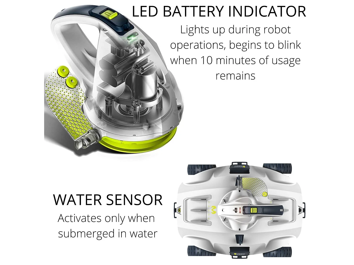 Robot Nettoyeur de Piscines Hors-Sol Kokido Manga Plus 65 m² Batterie 120 min Réservoir 7,2 L