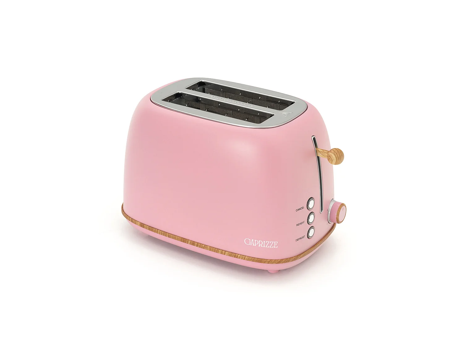 Grille Pain Caprizze Kaito avec Double Fente Extra Large 6 Niveaux de Grill Design Vintage avec Effet Bois Rose Mat