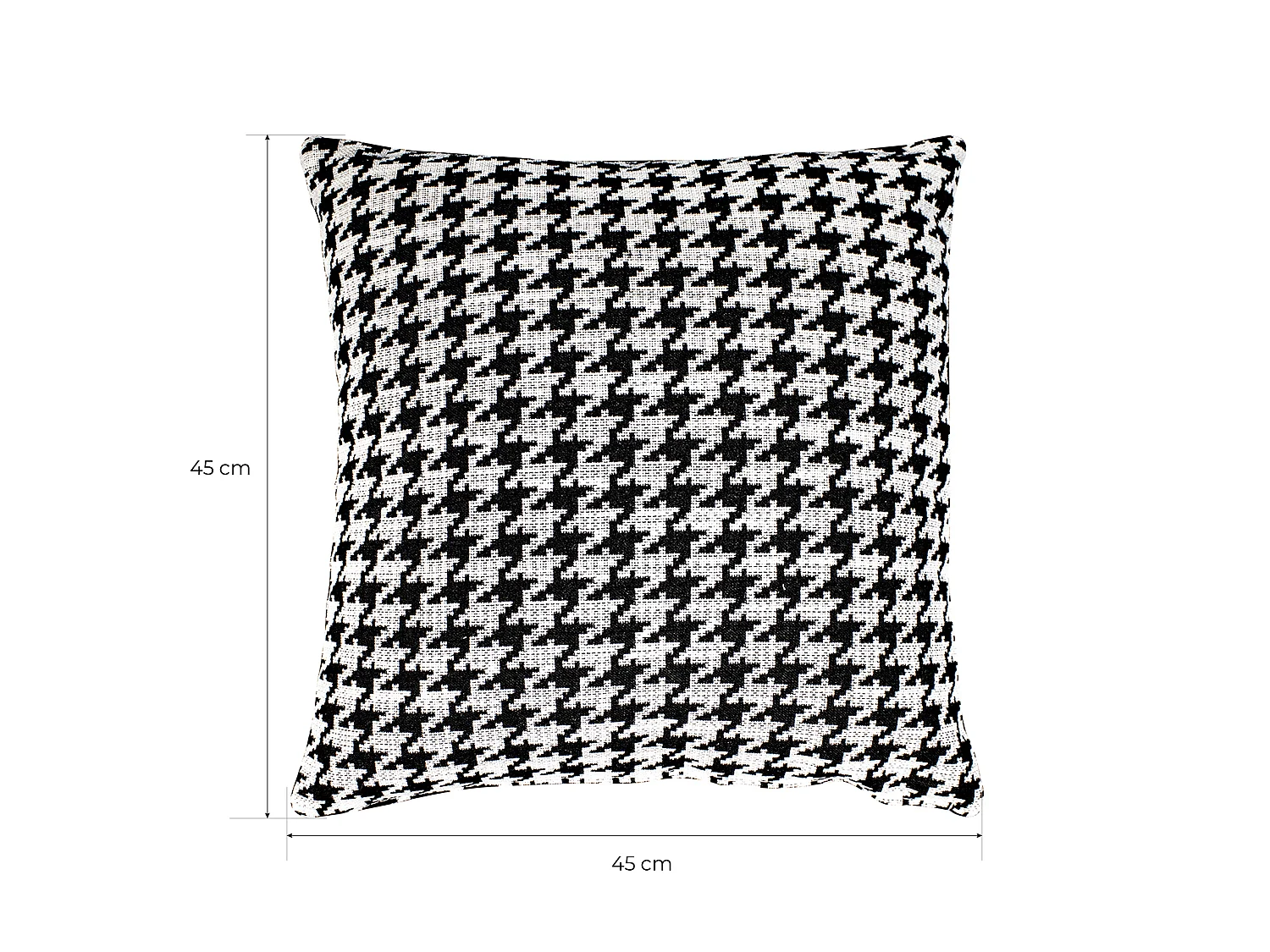 Cojín con Relleno con Estampado Pata de Gallo Kuatéh Ribe 45x45 cm Negro y Blanco
