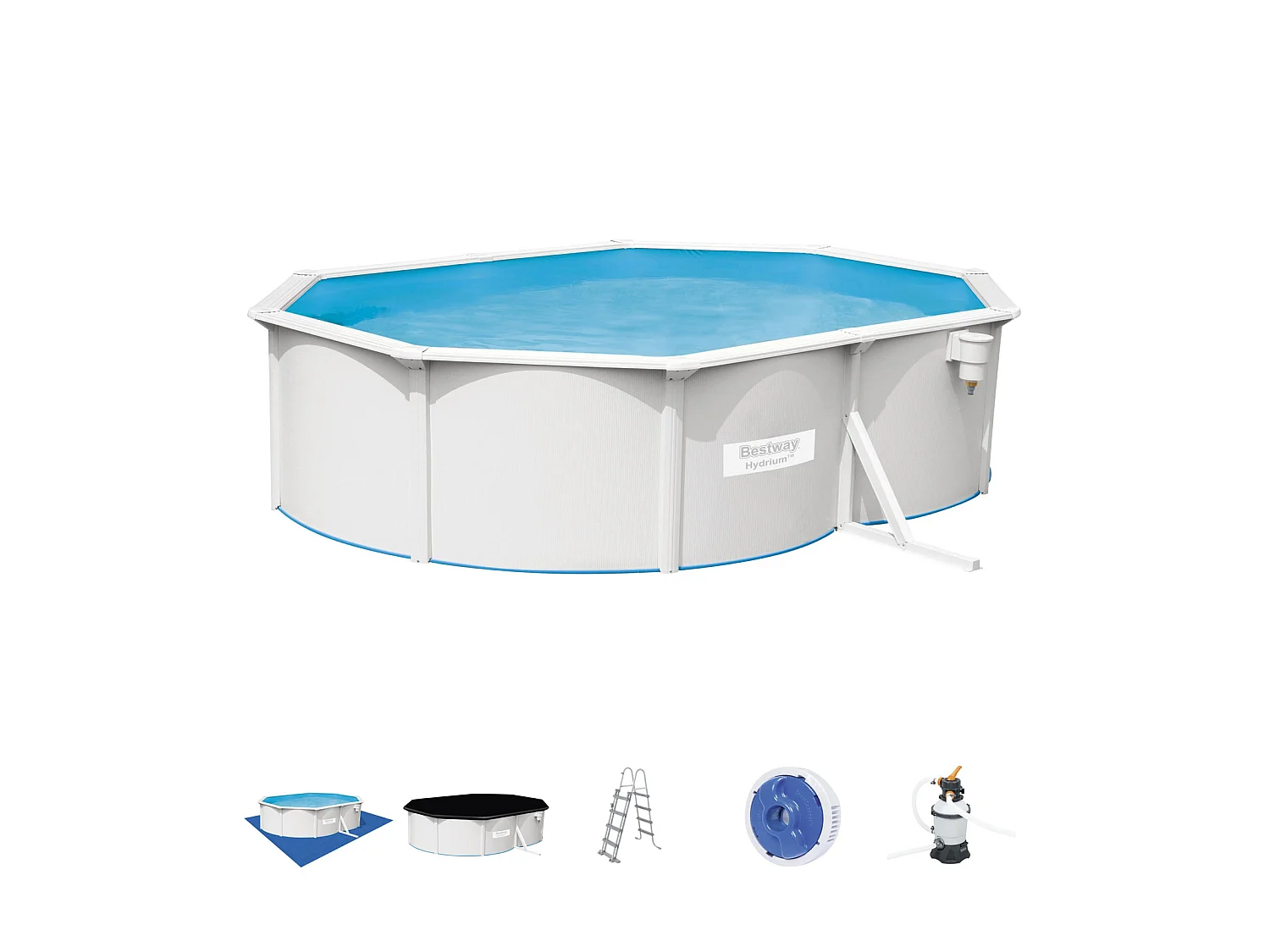 Piscine Hors-Sol en Acier Bestway Hydrium 500x360x120 cm Épurateur à Sable de 3 028 litres/heure