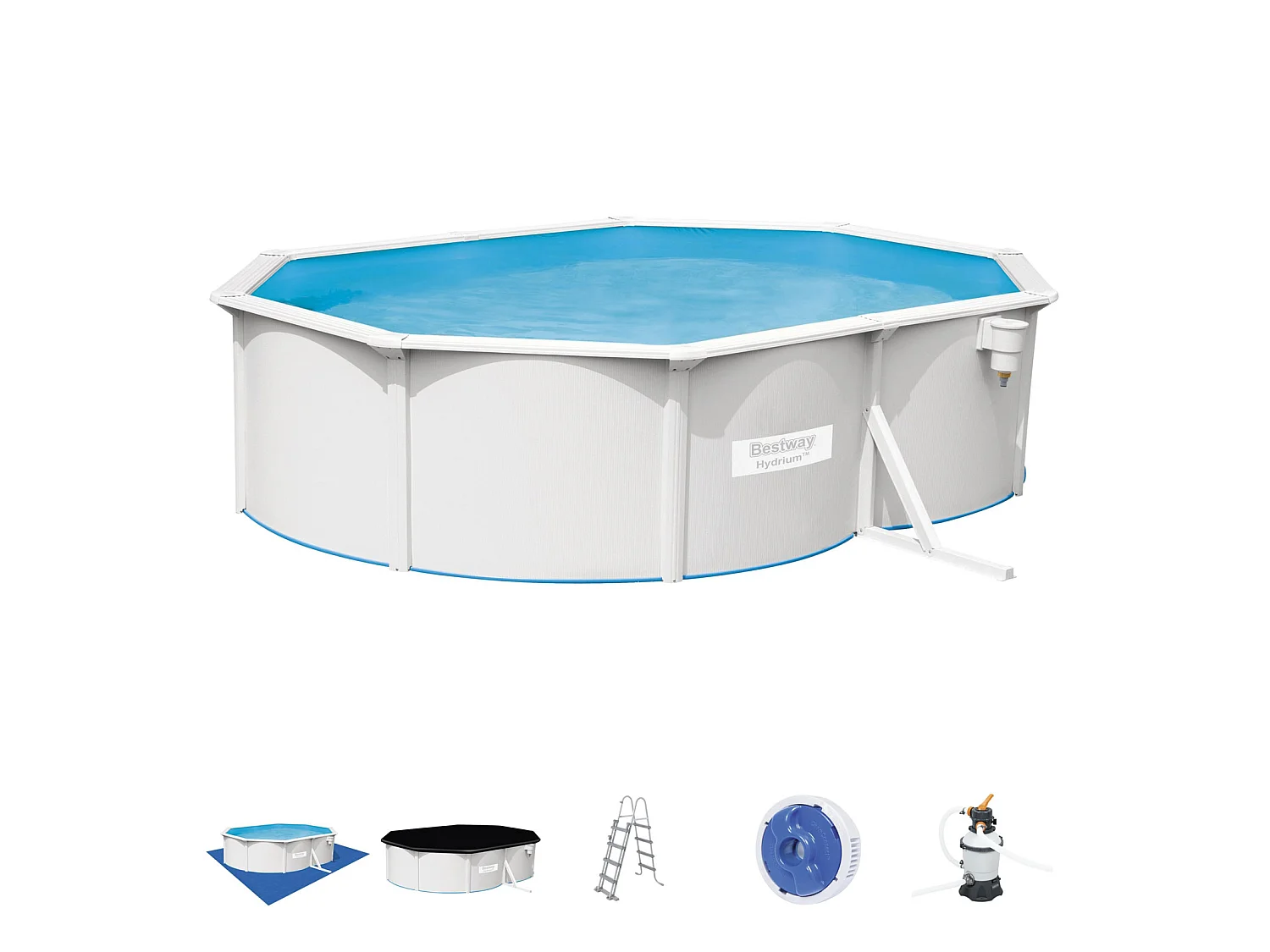 Piscina Fuori terra in Acciaio Bestway Hydrium 500x360x120 cm Pompa Filtro a Sabbia di 3.028 litri/ora