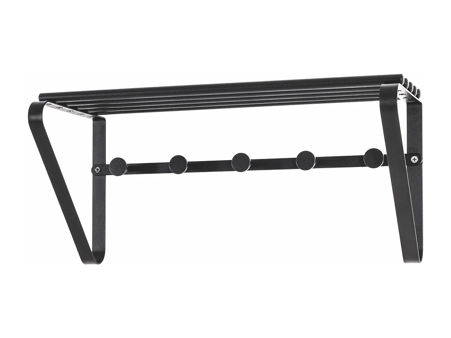 Patère Murale 5 Crochets "Étagère" 45cm Noir