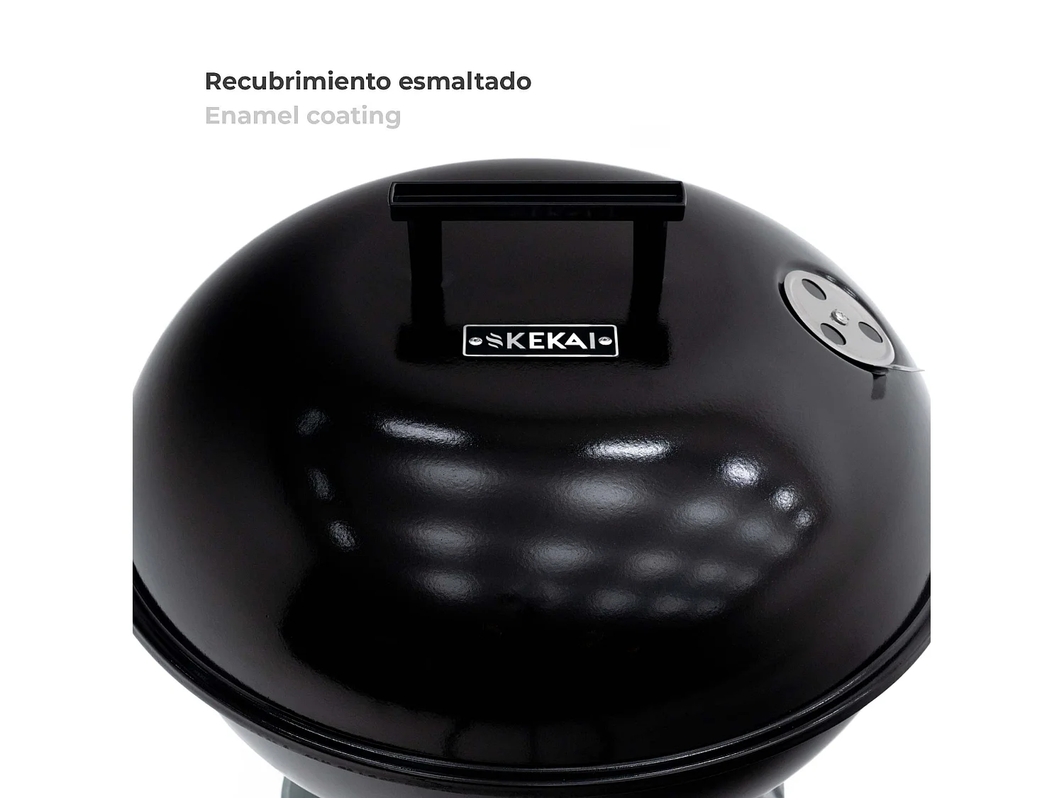 Barbecue au Charbon à Roulettes Kekai Michigan 46x44x70 cm Couvercle, Clapets et Cendrier Amovible Couleur Noir