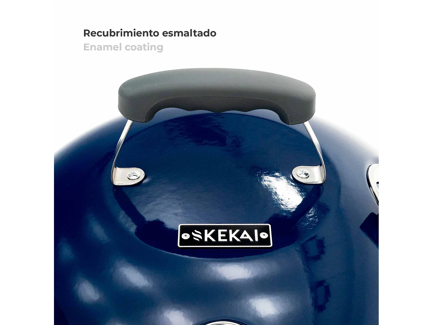 Barbecue au Charbon à Roulettes Kekai Yellowstone 58x47x100 cm Rond avec Couvercle et Briquet Couleur Bleu