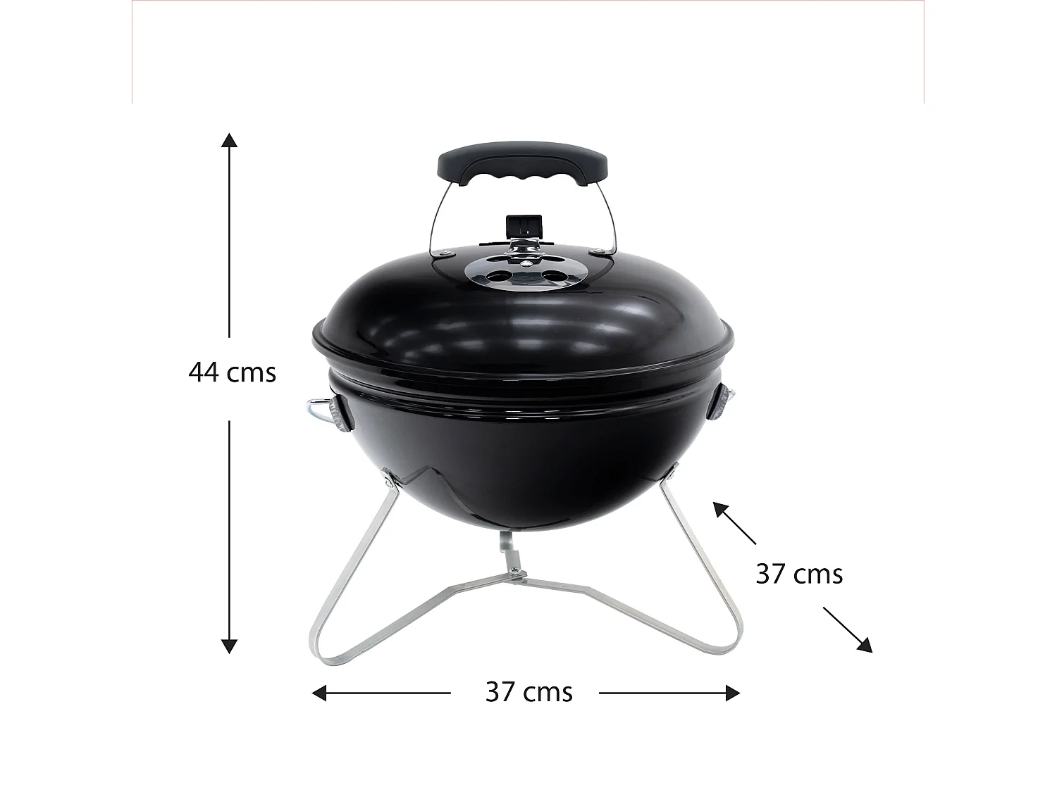 Barbecue de Table au Charbon de Bois Kekai Tahoe 37x37x44 cm Verrou de Couvercle avec Système de Transport Couleur Noir