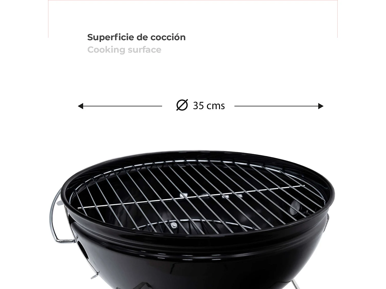 Barbecue de Table au Charbon de Bois Kekai Tahoe 37x37x44 cm Verrou de Couvercle avec Système de Transport Couleur Noir