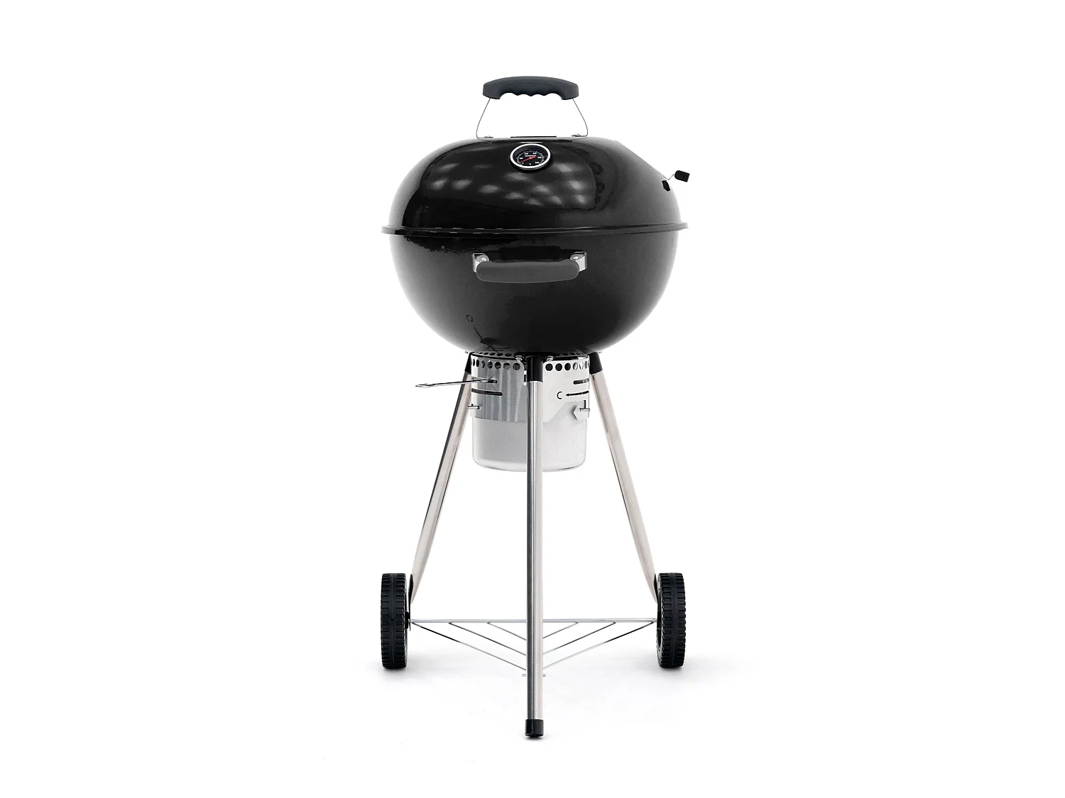 Barbecue au Charbon à Roulettes Kekai Yellowstone 58x47x100 cm Rond avec Couvercle et Briquet Couleur Émaillé Noir