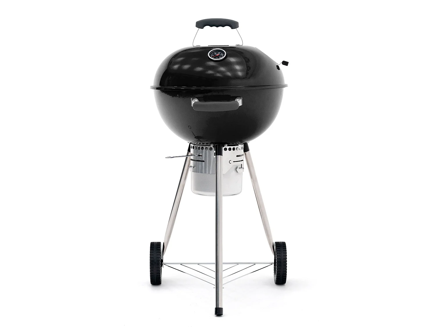 Barbecue au Charbon à Roulettes Kekai Yellowstone 58x47x100 cm Rond avec Couvercle et Briquet Couleur Émaillé Noir