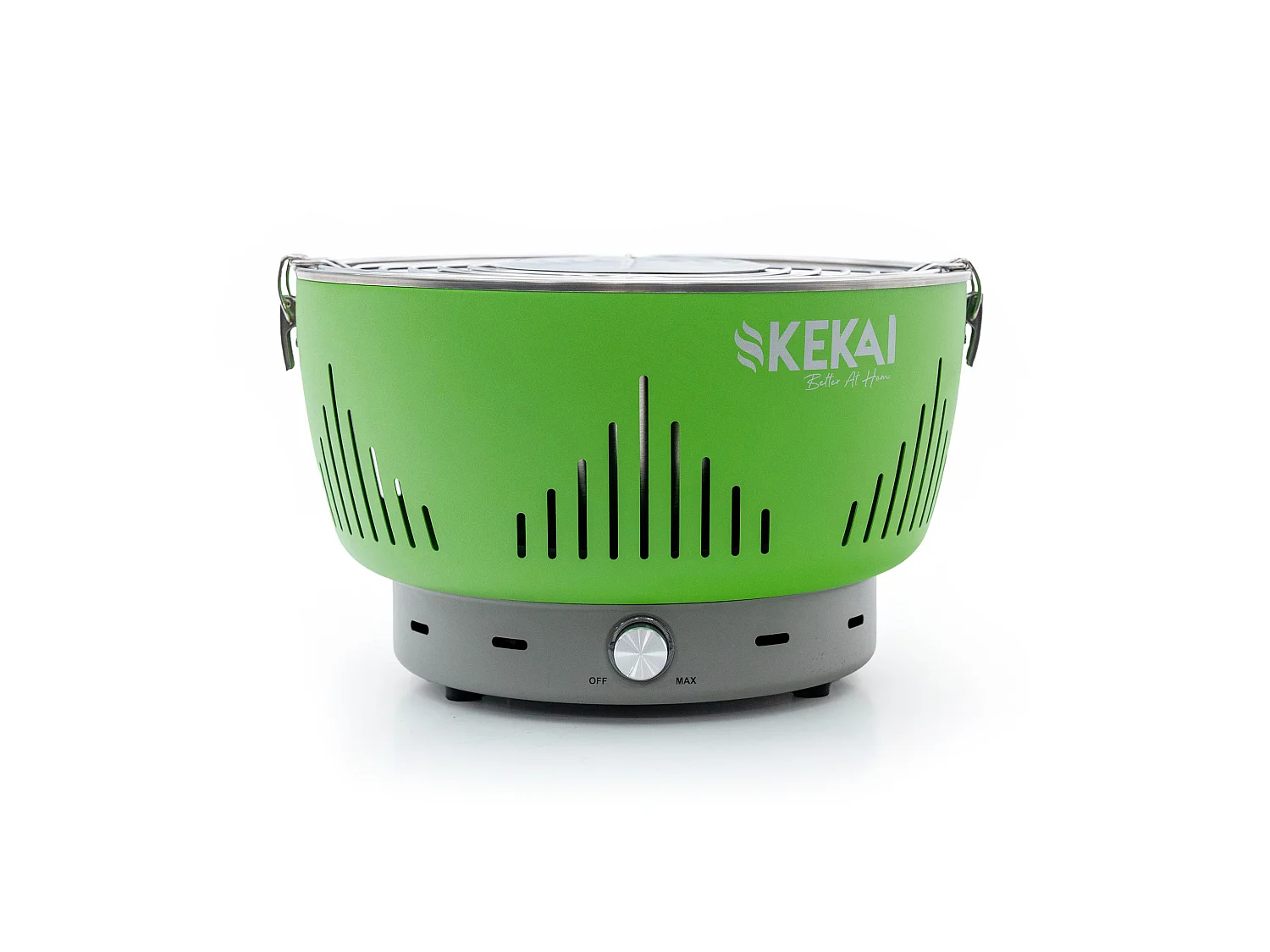 Barbecue de Table Portable au Charbon Kekai Crater 35x35x25 cm Vert Cuve Récupération Graisses Ventilateur Réglable