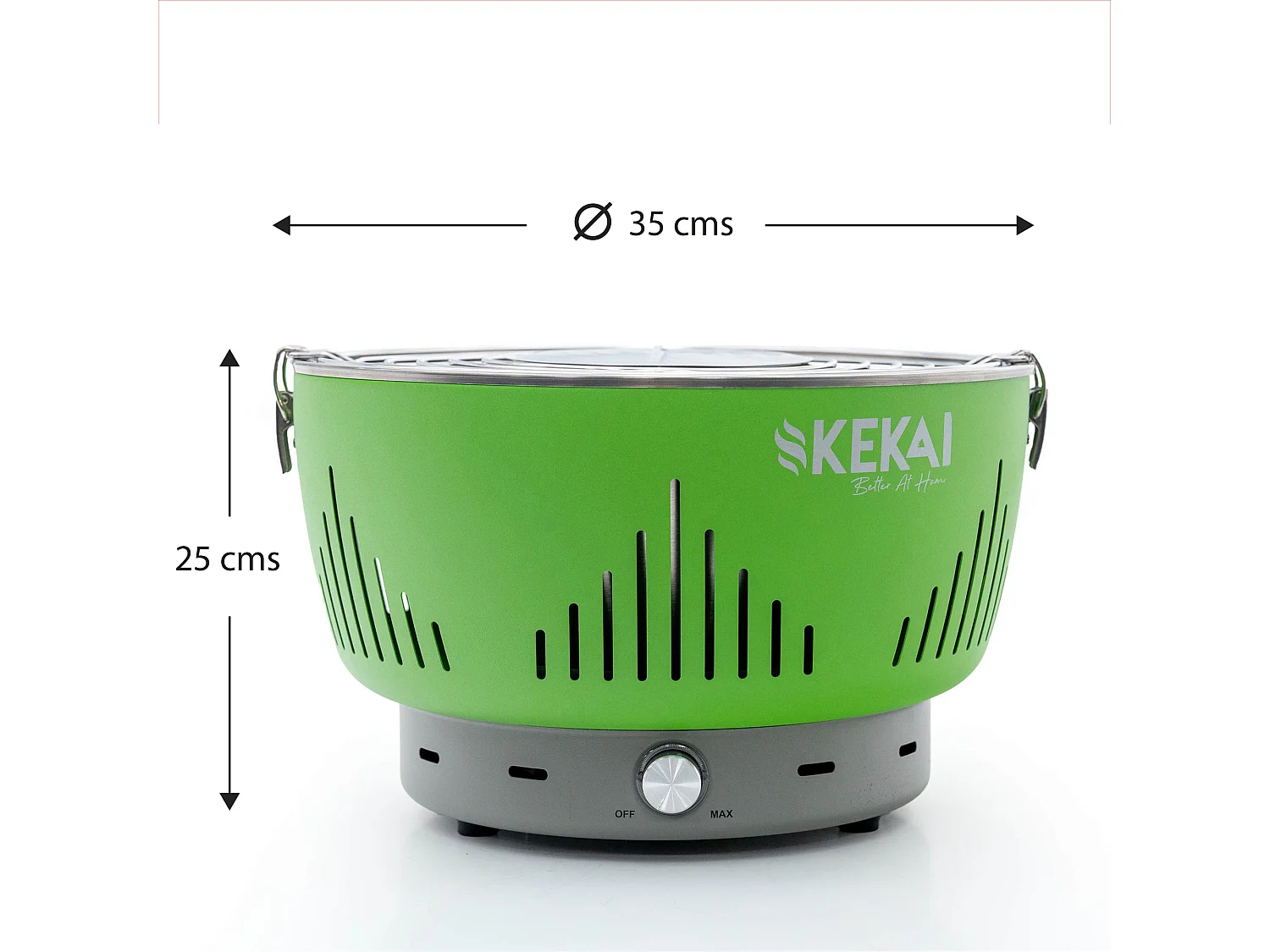 Barbecue de Table Portable au Charbon Kekai Crater 35x35x25 cm Vert Cuve Récupération Graisses Ventilateur Réglable