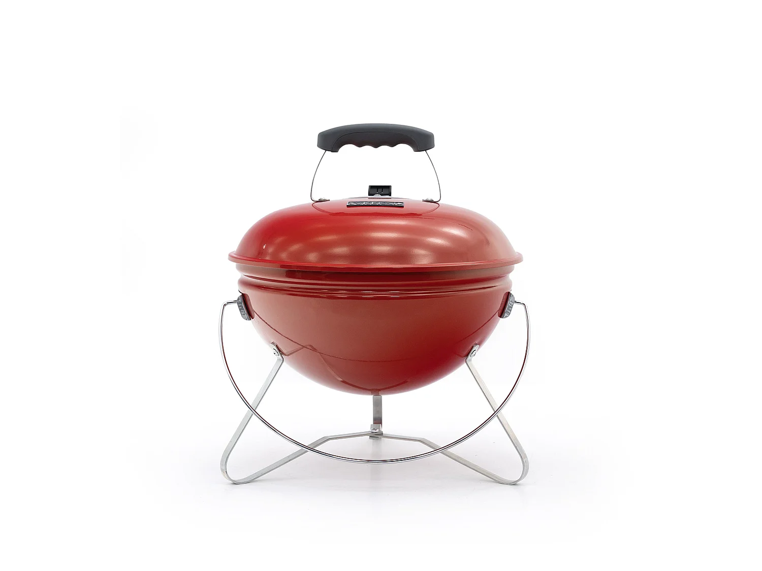 Barbecue a Carbone Portatile da Tavolo Kekai Tahoe 37x37x44 cm Coperchio con Sistema di Trasporto e Bloccaggio Smaltato Rosso