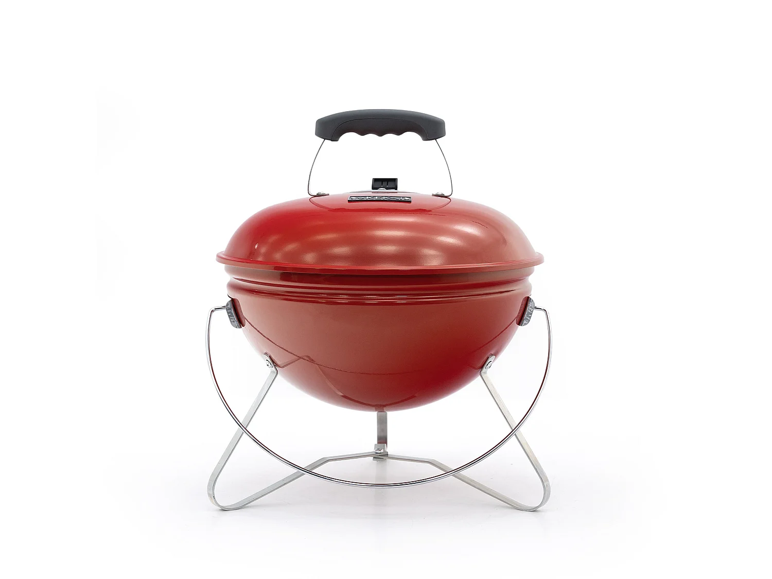 Barbecue a Carbone Portatile da Tavolo Kekai Tahoe 37x37x44 cm Coperchio con Sistema di Trasporto e Bloccaggio Smaltato Rosso