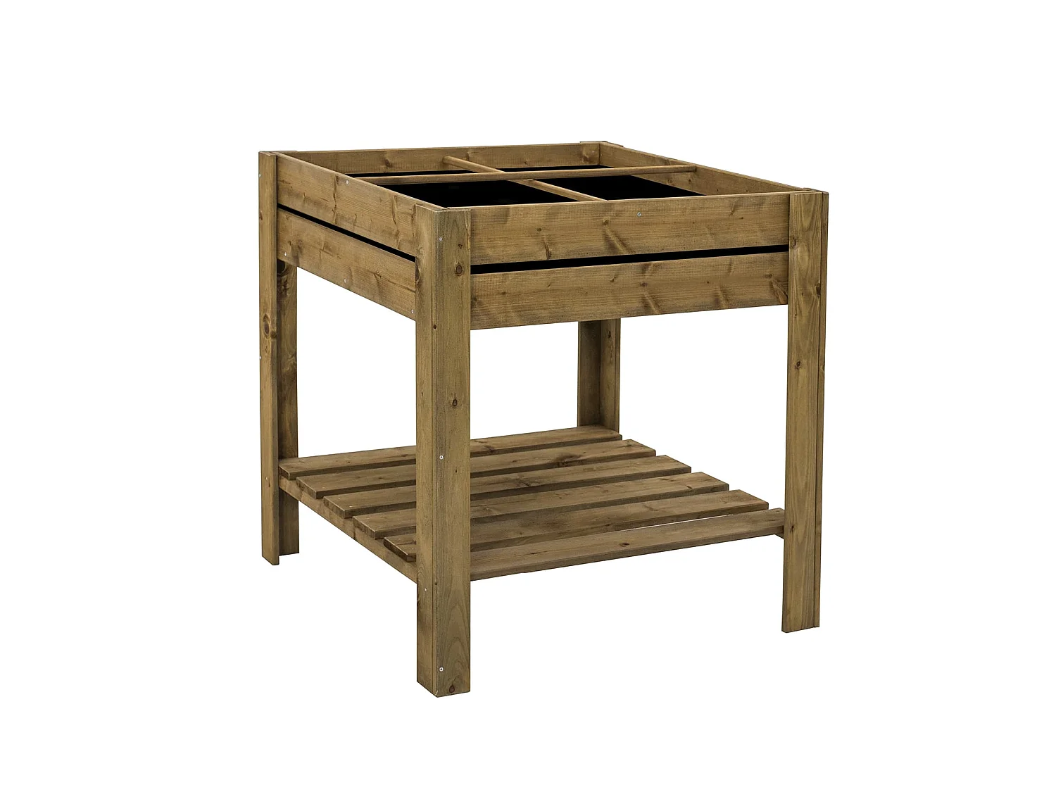 Huerto Urbano de Madera Tratada Gardiun Basic DIY 75x75x79 cm Capacidad de 98 Litros Sello FSC