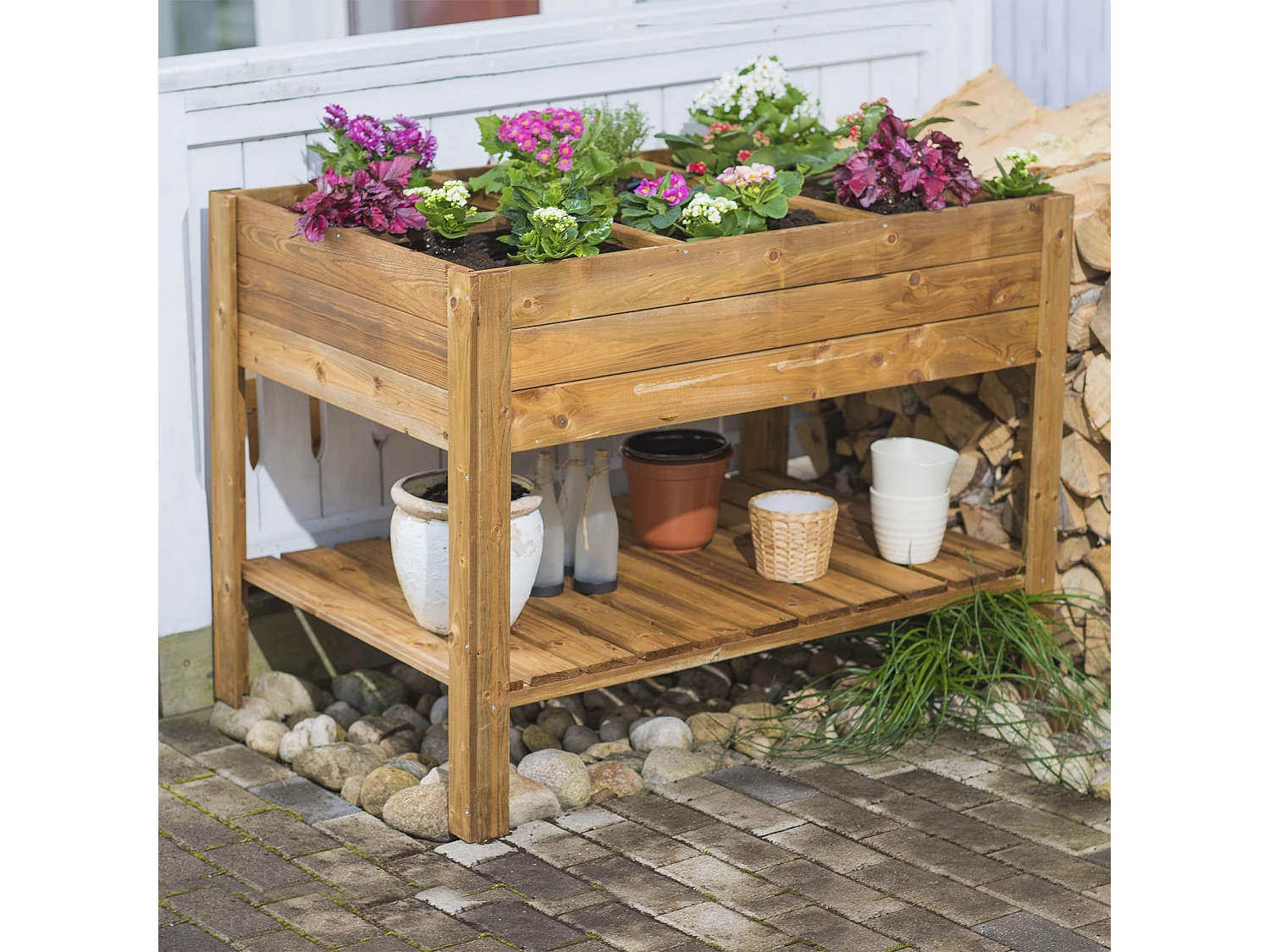 Potager sur Pieds Gardiun 170 L 60x120x88 cm Bois Traité et Toile de Paillage