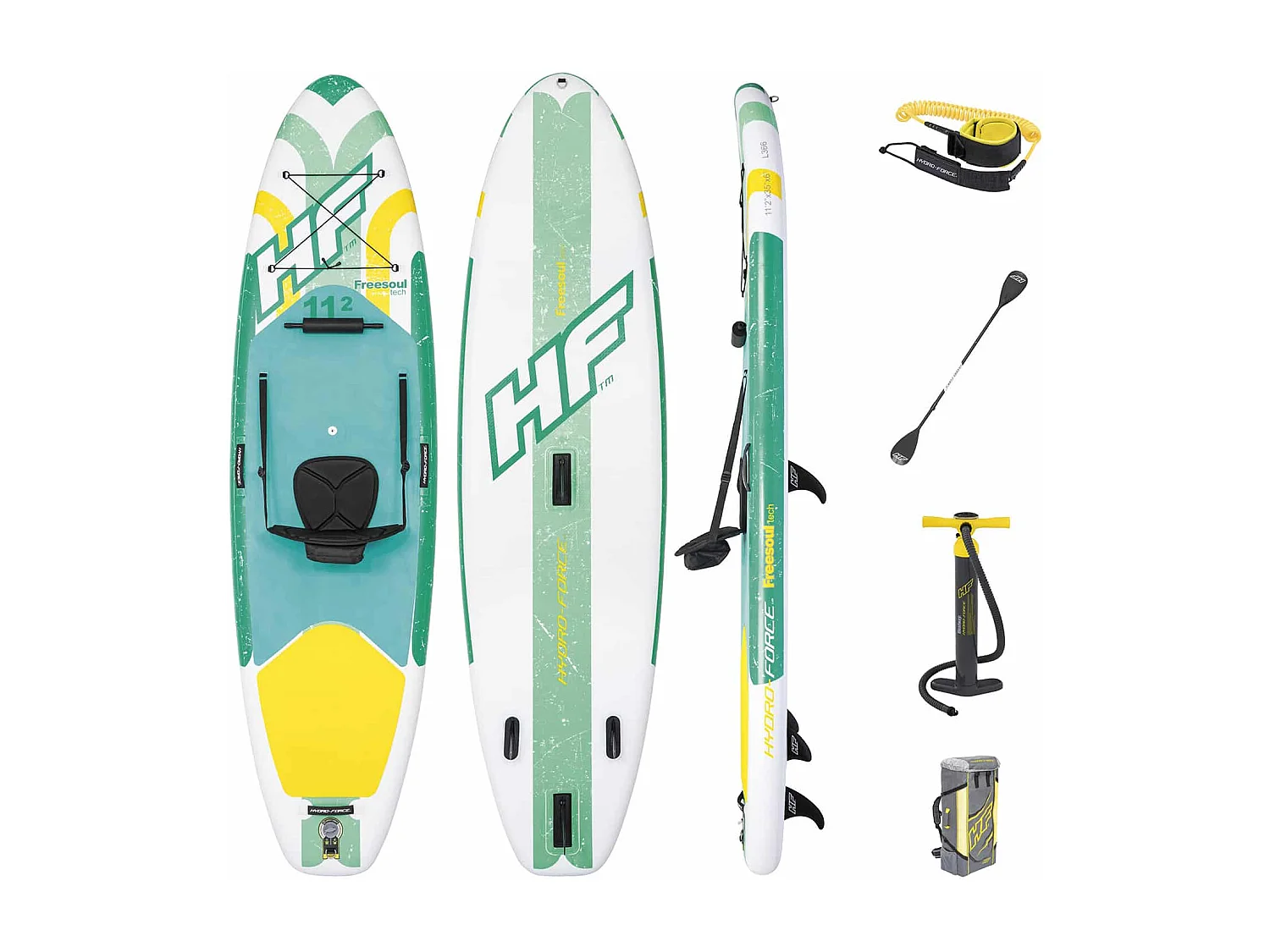 Tabla Paddle Surf Hinchable Bestway Hydro-Force Freesoul Tech 340x89x15 cm Con Remo, Asiento, Bomba y Bolsa