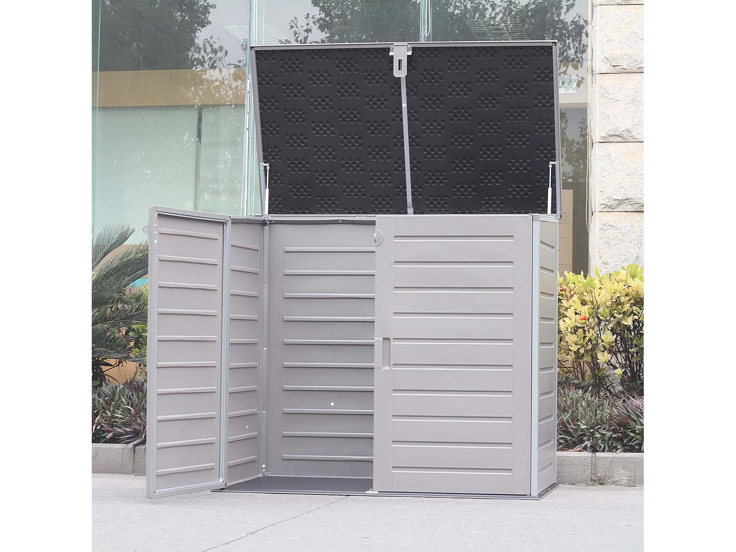 Baule in Resina Gardiun Soften II 1.170 L 140x82x123 cm Con Molle a Gas Grigio