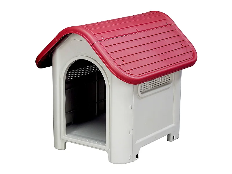Niche pour Chien Petit Gardiun Kira 75x59x66 cm Fabriquée en Résine Couleur Beige/Rouge