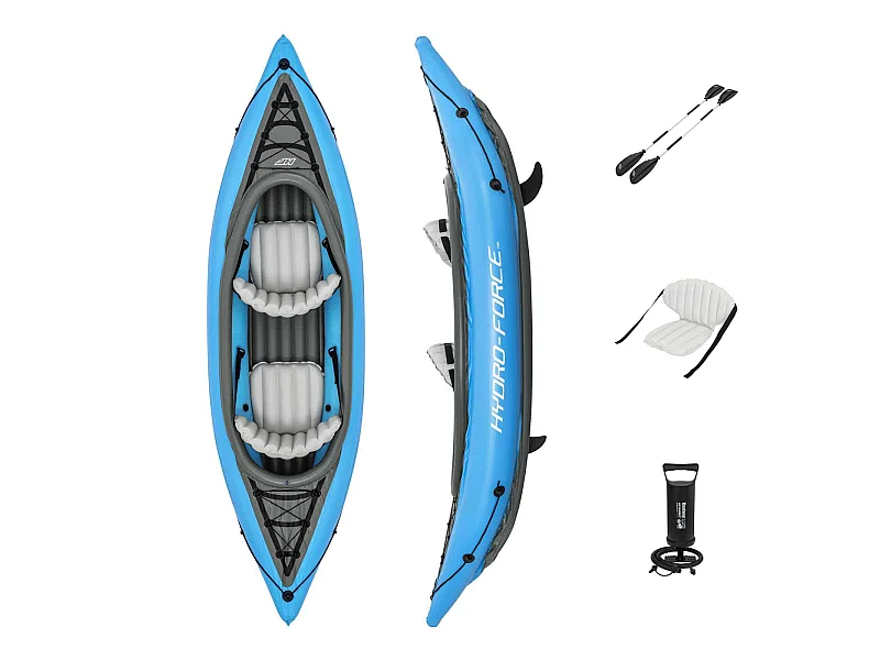 Kayak Gonflable Bestway Hydro-Force Doble Cove Champion 331x88X45 cm 2 Pagaies et Pompe Manuelle