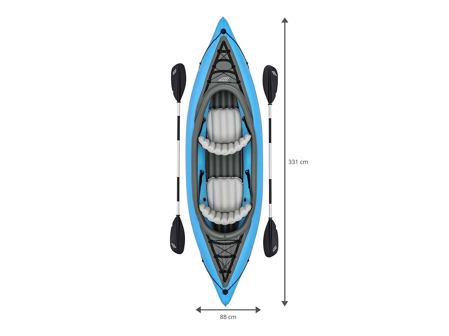 Kayak Gonflable Bestway Hydro-Force Doble Cove Champion 331x88X45 cm 2 Pagaies et Pompe Manuelle