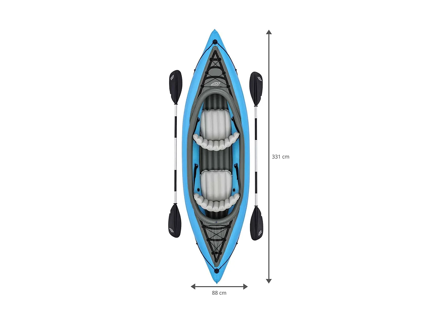 Kayak Gonfiabile Bestway Hydro-Force Doble Cove Champion 331x88x45 cm con 2 Remi e Pompa Manuale