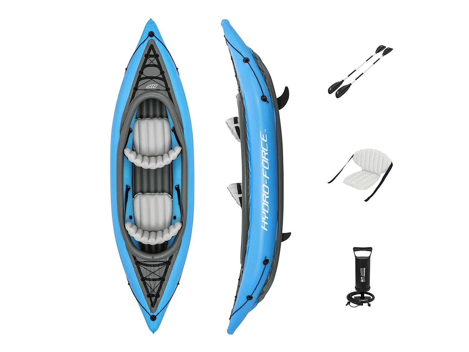 Kayak Hinchable Bestway Hydro-Force Doble Cove Champion 331x88X45 cm Con 2 Remos y Bomba de Mano
