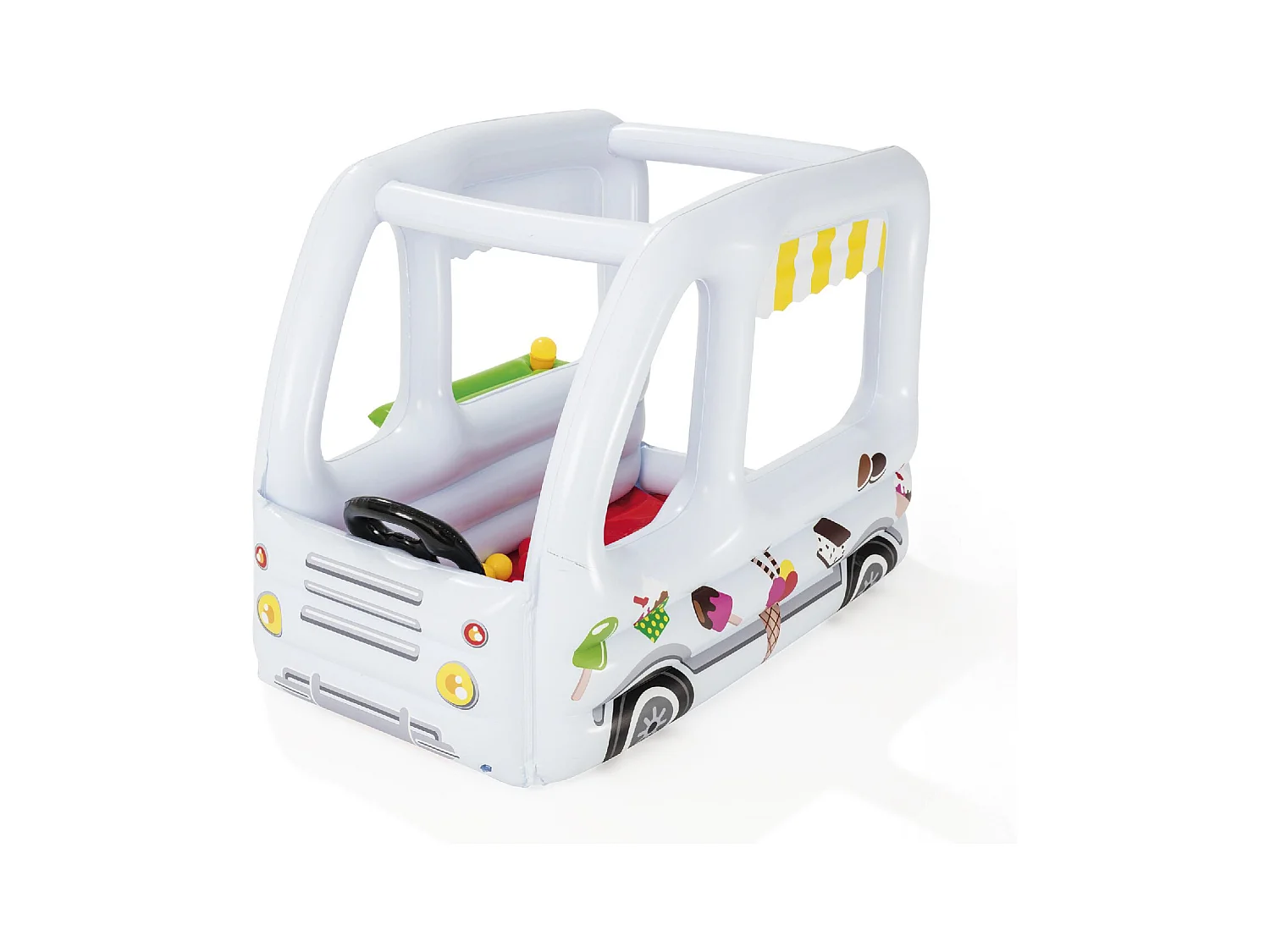 Château Gonflable avec 10 Balles de Jeu Bestway Scoops'n Smiles 122x84 cm Couleur Blanc avec Murs Gonflables