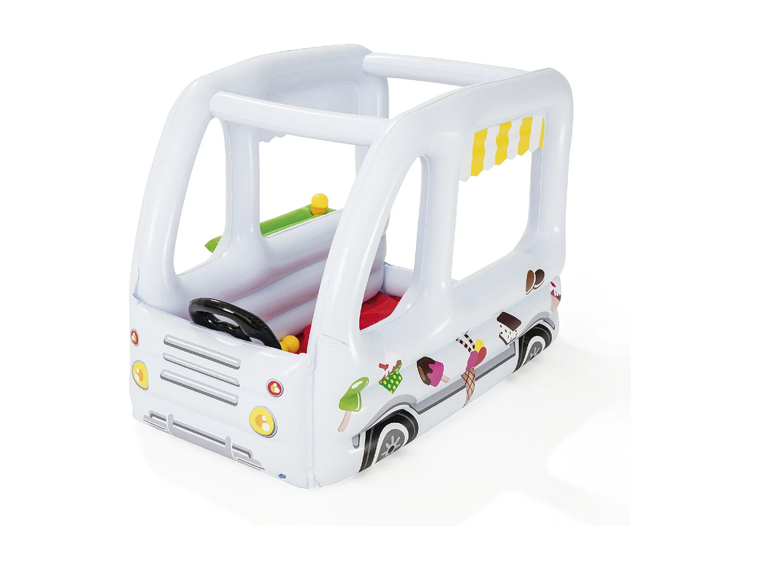 Château Gonflable avec 10 Balles de Jeu Bestway Scoops'n Smiles 122x84 cm Couleur Blanc avec Murs Gonflables