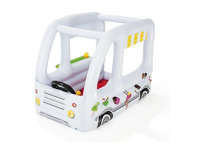 Château Gonflable avec 10 Balles de Jeu Bestway Scoops'n Smiles 122x84 cm Couleur Blanc avec Murs Gonflables