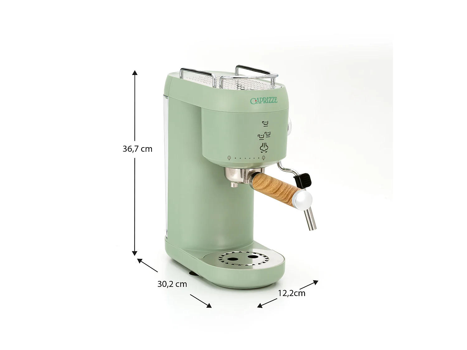 Cafetera Express Semiautomática Caprizze Hikari 1400 W 20 Bares con Vaporizador y Espumador USB incluido Color Verde Mate