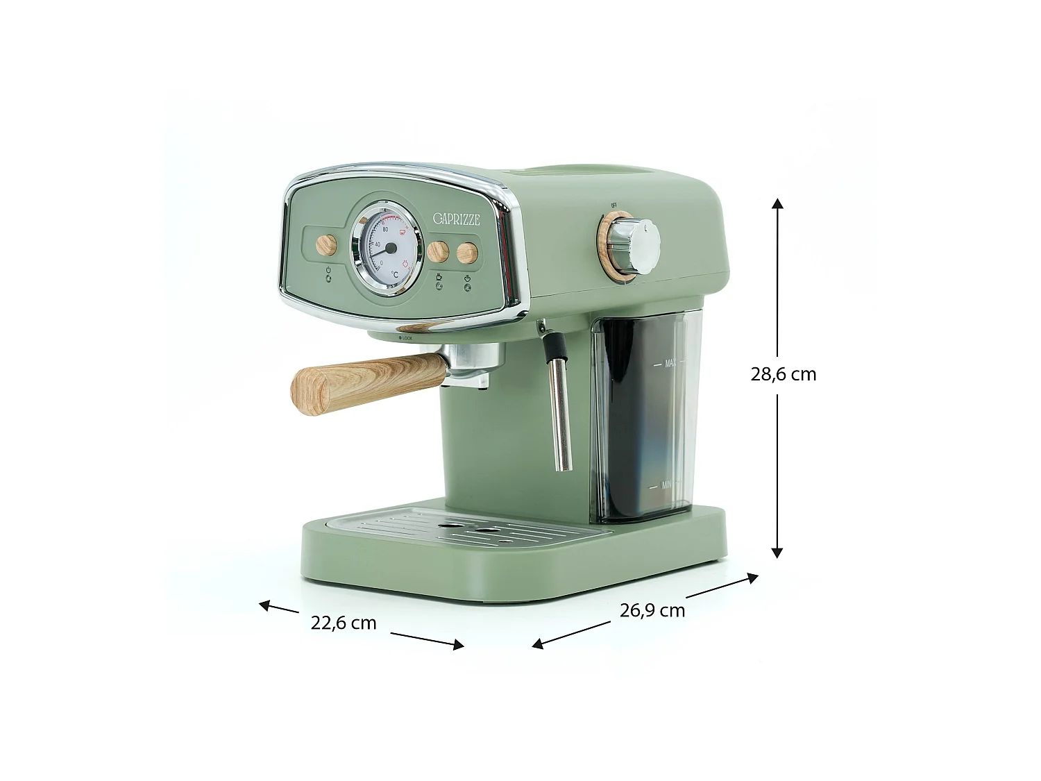 Macchina da caffé express semi-automatica Caprizze Kai 1050 W 15 bar capacitá per 5 tazzine con vaporizzatore colore verde opaco