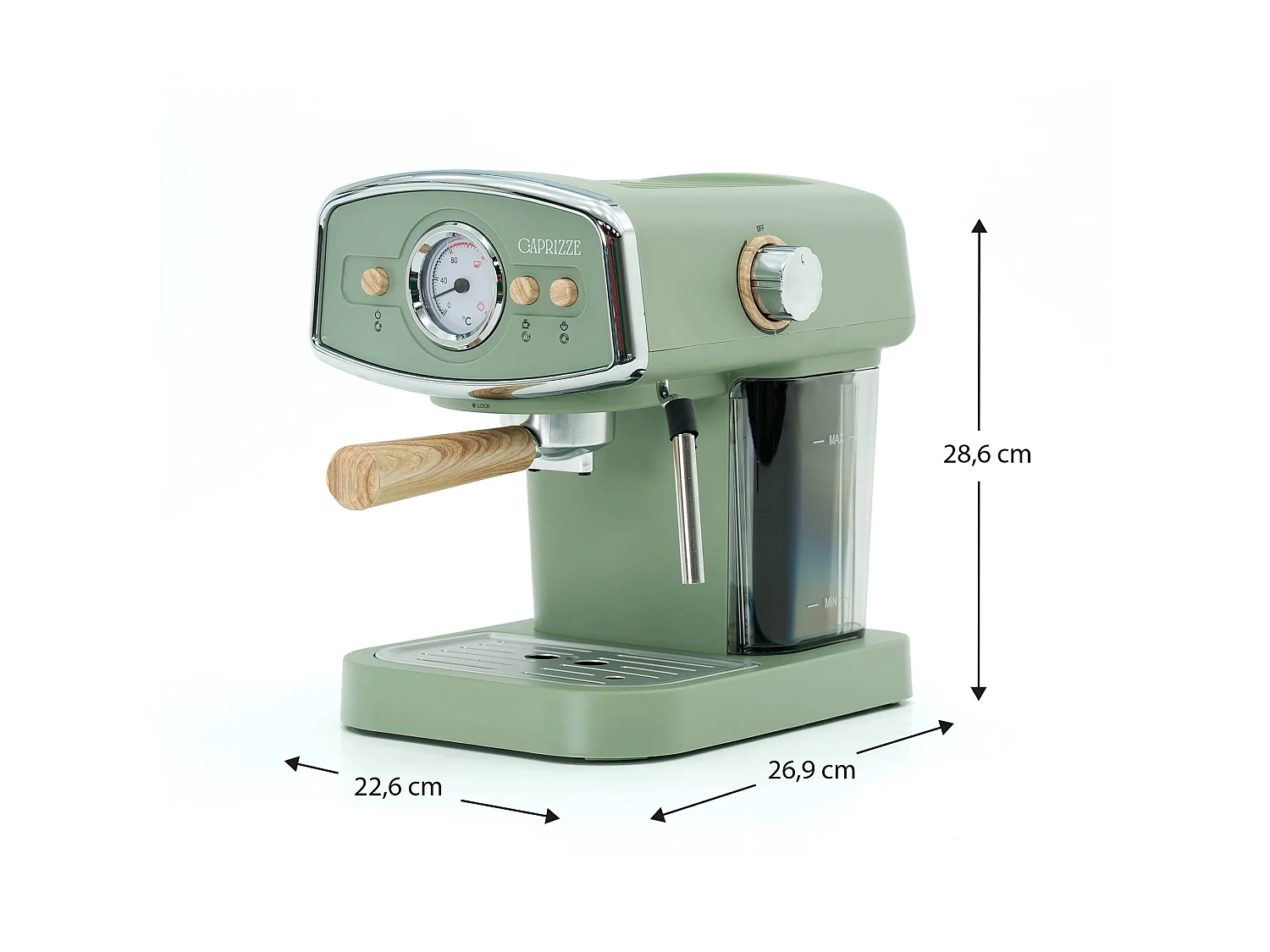 Macchina da caffé express semi-automatica Caprizze Kai 1050 W 15 bar capacitá per 5 tazzine con vaporizzatore colore verde opaco