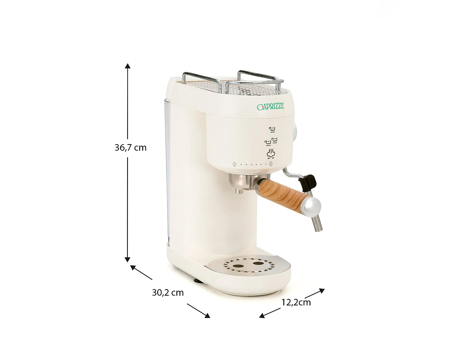 Cafetera Express Semiautomática Caprizze Hikari 1400 W 20 Bares con Vaporizador y Espumador USB incluido Color Blanco Mate