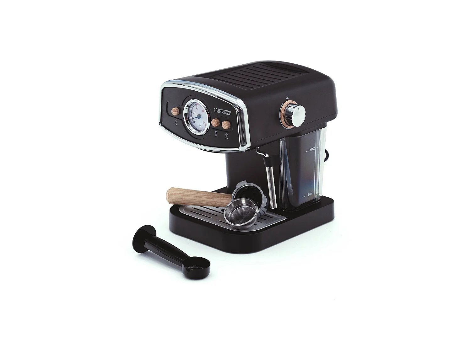 Cafetera Express Semiautomática Caprizze Kai 1050 W 15 Bares Capacidad para 5 Tazas de Café con Vaporizador Color Negro Mate