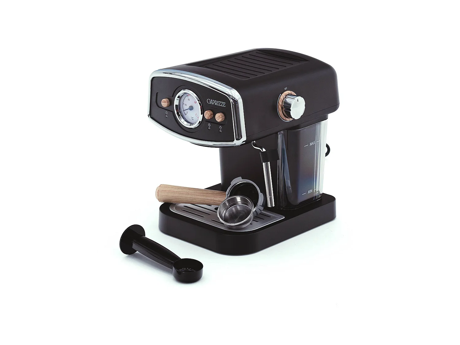 Cafetera Express Semiautomática Caprizze Kai 1050 W 15 Bares Capacidad para 5 Tazas de Café con Vaporizador Color Negro Mate