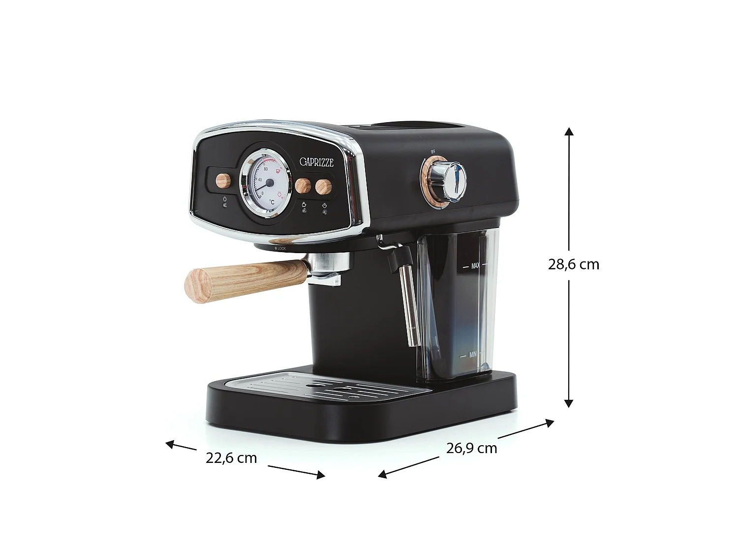 Cafetera Express Semiautomática Caprizze Kai 1050 W 15 Bares Capacidad para 5 Tazas de Café con Vaporizador Color Negro Mate